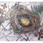 Our golden baby - monoprint - SOLD