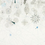  deep blue sea | 98  x 200 cm | Graphit, Bunststift, Collage auf Papier