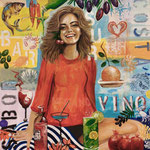 Painting of a girl and local food painted bei Karina Müller, Ayamonte