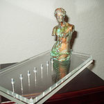 "Passé futur" Poudre de marbre, alu, acrylique, patine, plexiglas 15 x 20 x 20