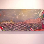 "Mon rêve" Huile et acrylique sur 2 toiles 140 x 50