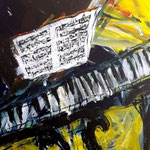 Clavier et partition acrylique sur toile 92x73cm