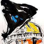 Piano-tango encre et acrylique sur papier 40x30cm