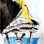 Piano-tango encre et acrylique sur papier 40x30cm