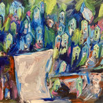Ligne en "encombre", huile sur toile 80x100cm