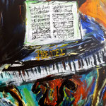 Pleyel et partition acrylique sur toile 92x73cm