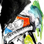 Piano-tango encre et acrylique sur papier 40x30cm