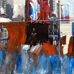 Ligne New-Yorkaise Huile sur toile imprimée 45x140cm