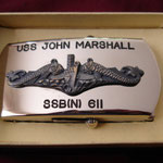 USS JOHN MARSHALL SSB(N)-611 "JAPAN" BELT BUCKLE CIRCA 1960's