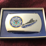 USS NEWPORT NEWS ATLANTIC FLEET ZIPPO BUCKLE  VIETNAM ERA DATED 1965-66