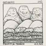 Inktober52 Prompt 26: Terrain— Ink on paper, 8x8 cm, 2022
