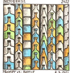 Inktober52 Prompt 13: Bottle – Ink on paper, 8x8 cm, 2022