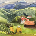 #889 / Pestera Rumänien, Aquarell, watercolor painting, Aquarellpapier/watercolor paper: Arches 185 g/m²,  Bildausschnitt H x B (H x W): 36 cm x 54 cm, VERFÜGBAR/AVAILABLE