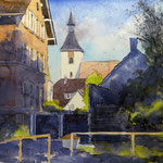 #797 / Münchingen, Aquarell, watercolor painting, Aquarellpapier/watercolor paper: Hahnemühle Ingres 100 g/m²,  Bildausschnitt H x B (H x W): 40 cm x 60 cm, VERFÜGBAR/AVAILABLE