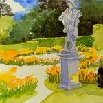 #913 / Eine Ode an den Frühling - Palastgarten Trier, Aquarell,  An Ode to Spring - Trier Palace Gardens, watercolor painting, plein air, Aquarellpapier/watercolor paper: Hahnemühle Ingres 100 g/m²,  Bildausschnitt H x B (H x W): 30 cm x 45 cm, VERFÜGBAR/