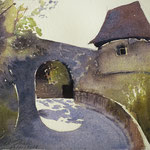 #679 / Schloss Kaltenstein, Vahingen an der Enz, Aquarell, watercolor painting, Aquarellpapier/watercolor paper: Hahnemühle Bütten-Kupferdruckkarton,  Bildausschnitt H x B (H x W): 20,5 cm x 29 cm, VERFÜGBAR/AVAILABLE