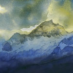 #808 / Sehnsuchtspanorama, Aquarell,  Panorama of longing, watercolor painting, Aquarellpapier/watercolor paper: Arches 185 g/m²,  Bildausschnitt H x B (H x W): 28,5 cm x 75 cm, VERFÜGBAR/AVAILABLE