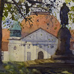 #775 / Im Gedenken - Marbach Schiller-Nationalmuseum, Aquarell,  In memory - Marbach Schiller National Museum, watercolor painting, plein air, Aquarellpapier/watercolor paper: Hahnemühle Ingres 100 g/m²,  Bildausschnitt H x B (H x W): 30 cm x 45 cm, VERFÜ