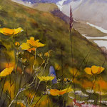 #862 / Alpiner Sommer III (Serie: Bergwiesen), Aquarell,  Alpine Summer III (SERIES: Mountain meadows), watercolor painting, Aquarellpapier/watercolor paper: Arches 185 g/m²,  Bildausschnitt H x B (H x W): 75 cm x 50 cm, VERFÜGBAR/AVAILABLE