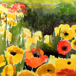#912 / Tulpen, Aquarell,  Tulips, watercolor painting, plein air, Aquarellpapier/watercolor paper: Hahnemühle Ingres 100 g/m²,  Bildausschnitt H x B (H x W): 30 cm x 45 cm, VERFÜGBAR/AVAILABLE