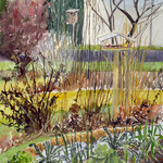 #906 / Gartenstudie im Winter (III), Aquarell,  Garden study in winter (III), watercolor painting, plein air, Aquarellpapier/watercolor paper: Arches 185 g/m²,  Bildausschnitt H x B (H x W): 54 cm x 36 cm, VERFÜGBAR/AVAILABLE
