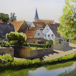 #876 / Berlichingen, Aquarell, watercolor painting, Aquarellpapier/watercolor paper: Arches 185 g/m²,  Bildausschnitt H x B (H x W): 50 cm x 75 cm, VERFÜGBAR/AVAILABLE