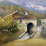 #716 / Poschiavo, Aquarell, watercolor painting, Aquarellpapier/watercolor paper: Hahnemühle Ingres 100 g/m²,  Bildausschnitt H x B (H x W): 30 cm x 45 cm, VERFÜGBAR/AVAILABLE