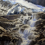 #691 / Gletscherbachaustritt, Aquarell,  Glacial Stream, watercolor painting, Aquarellpapier/watercolor paper: Arches 185 g/m²,  Bildausschnitt H x B (H x W): 75 cm x 50 cm, VERFÜGBAR/AVAILABLE