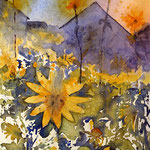 #777 / Gartenfreude im goldenen Oktober, Aquarell,  Garden pleasure in golden October, watercolor painting, Aquarellpapier/watercolor paper: Hahnemühle Ingres 100 g/m²,  Bildausschnitt H x B (H x W): 45 cm x 30 cm, VERFÜGBAR/AVAILABLE