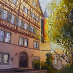 #781 / Münchingen, 3.Oktober, Aquarell,  Münchingen, October 3rd, watercolor painting, Aquarellpapier/watercolor paper: Hahnemühle Ingres 100 g/m²,  Bildausschnitt H x B (H x W): 40 cm x 60 cm, VERFÜGBAR/AVAILABLE