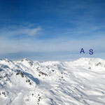 Sa = Salzachgeier, A = Aleitenspitze, S = Schafsiedel, Blick vom Gipfel des Dristkopfs