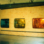 Diplomausstellung, 1995, Hochschule für Angewandte Kunst, Autodächer, Metallschliff, Transparentfarbe, Einbrennlackeirung