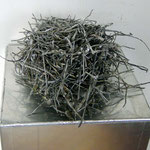 „nest“, ca. 30x30x10cm, Aluminiumdraht, Aluminiumspäne, Taubenkot, (von Tauben in einer Alu-Fabrikshalle hergestellt), ca. 2007