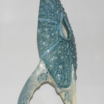 guscio riccio tripode azzurro vista di 3/4 anteriore