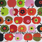 Wollweiß mit Retroäpfeln schwarz/rot/rosa