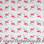 Weiß mit Flamingos