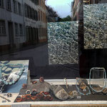 schaufenster ecke mit aquamarin