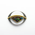 Brosche, Silber und Feingold, Boulderopal