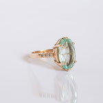 Verlobungsring 14 kt Rosegold mit Aquamarin und Diamanten