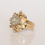 Vintage Ring Blume in 14 kt Gelbgold mit Brillanten