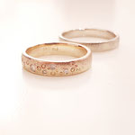 Eheringe 14 kt Gelbgold und Rotgold mit Brillanten diamantiert