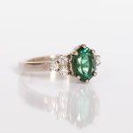 Verlobungsring 14 kt Weissgold mit Turmalin und Brillanten