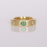 Verlobungsring 14 kt Gelbgold diamantiert mit Smaragd 