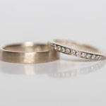 Eheringe 14 kt Weissgold kreisdiamantiert und Möbiusring