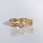 Verlobungsring 14 kt Rosegold mit Diamanten