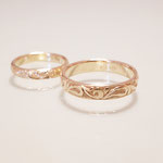 Eheringe 14 kt Rotgold graviert mit Paisley Muster