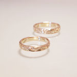 Eheringe 14 kt Rotgold graviert mit Paisley Muster