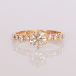 Verlobungsring 14 kt Rosegold mit Diamanten