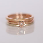 Eheringe 14 kt Weiss-,und Rotgold mit Herz und Diamant