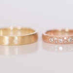 Eheringe 14 kt Gelb- und Rotgold mit Brillanten